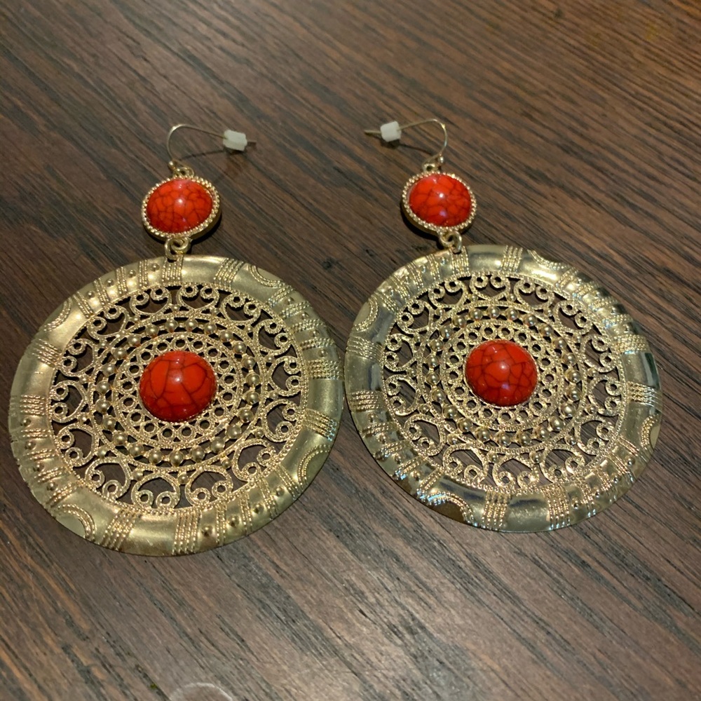 Red Statement Earrings